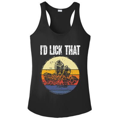Rockhound ID Lick That Retro Geology Rock Collecting Ladies PosiCharge Competitor Racerback Tank
