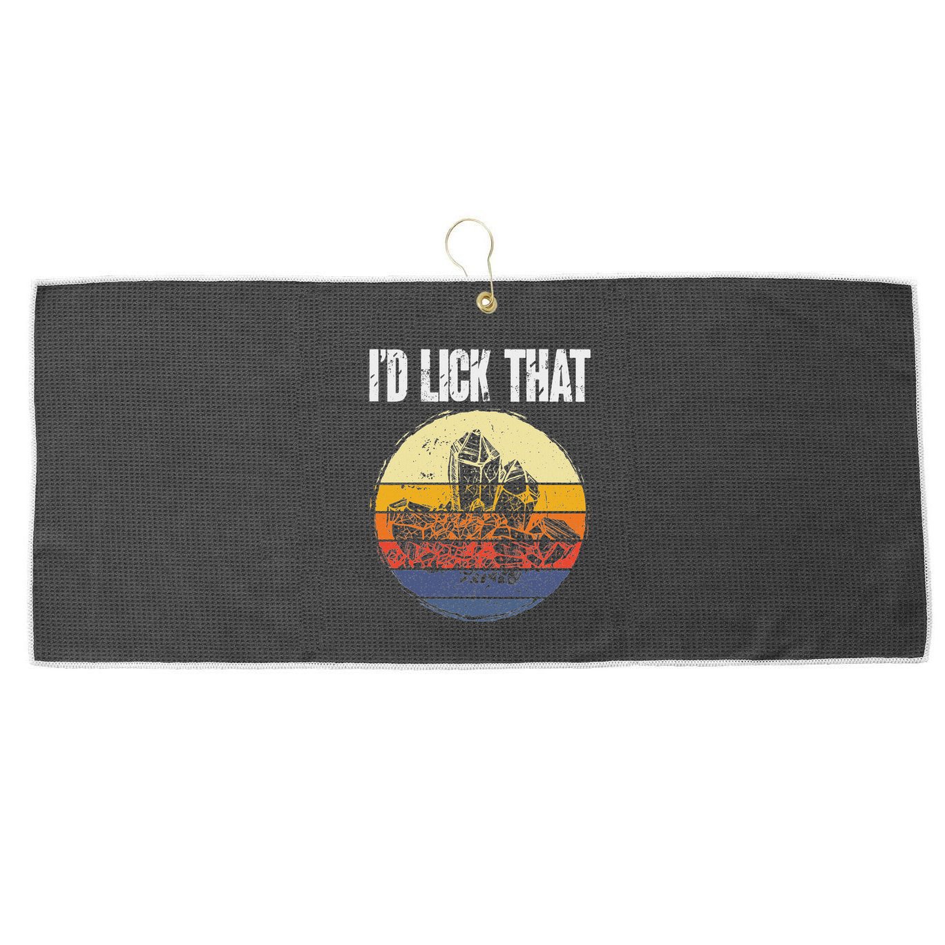 Rockhound ID Lick That Retro Geology Rock Collecting Large Microfiber Waffle Golf Towel