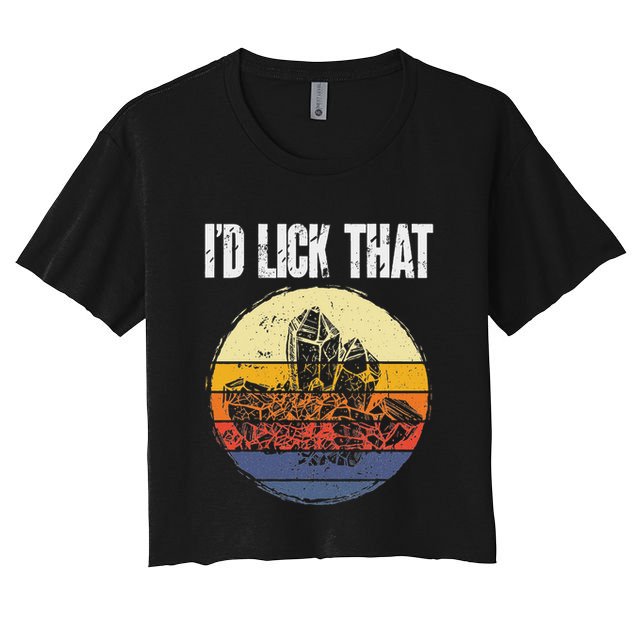 Rockhound ID Lick That Retro Geology Rock Collecting Women's Crop Top Tee