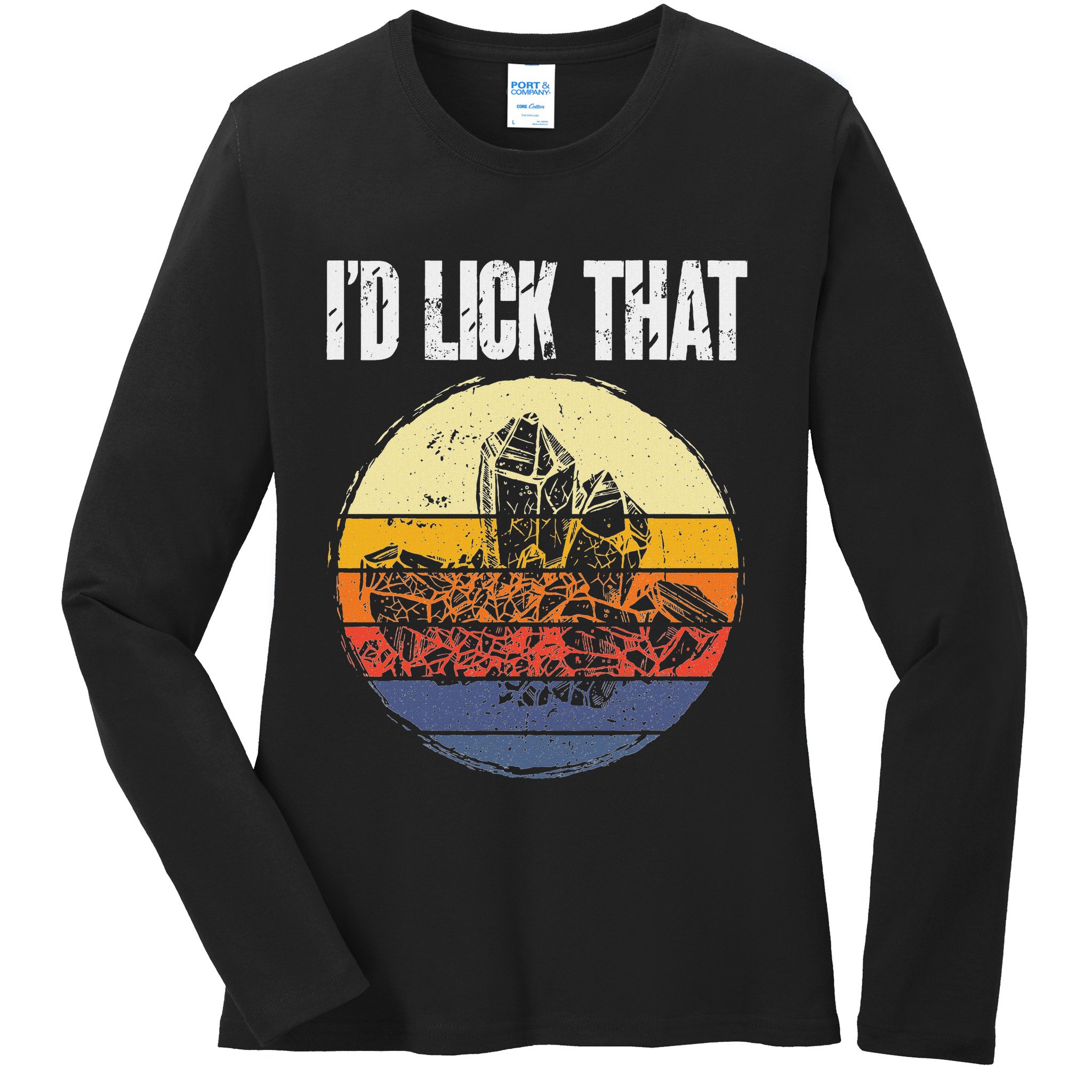 Rockhound ID Lick That Retro Geology Rock Collecting Ladies Long Sleeve Shirt