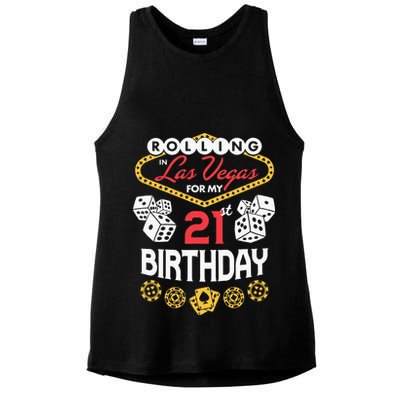 Rolling In Las Vegas For My 21st Birthday Ladies PosiCharge Tri-Blend Wicking Tank