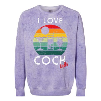 Retro I Love Cocktails Funny Adult Drinking Humor Pun Colorblast Crewneck Sweatshirt