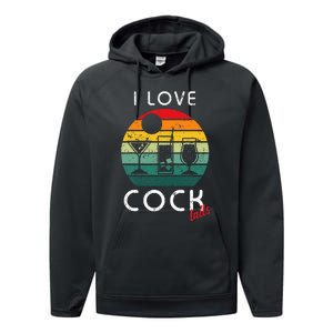 Retro I Love Cocktails Funny Adult Drinking Humor Pun Performance Fleece Hoodie