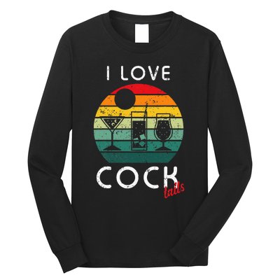 Retro I Love Cocktails Funny Adult Drinking Humor Pun Long Sleeve Shirt