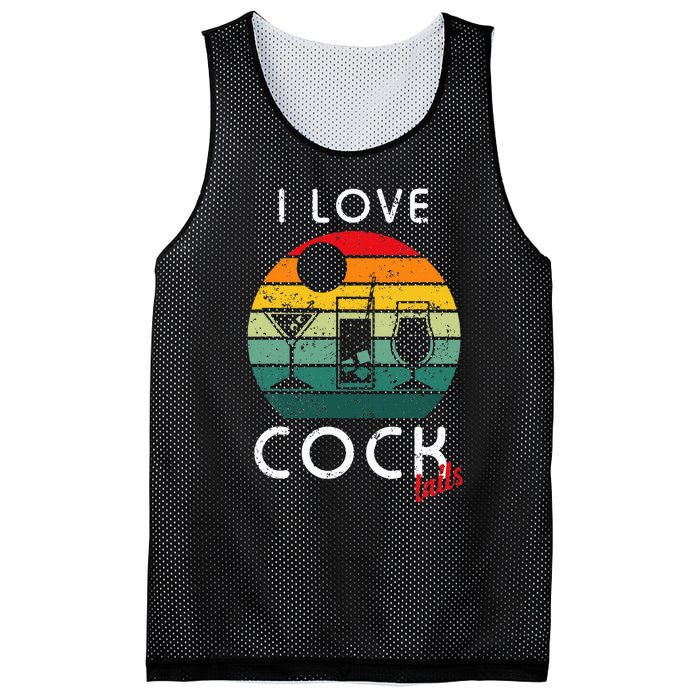 Retro I Love Cocktails Funny Adult Drinking Humor Pun Mesh Reversible Basketball Jersey Tank