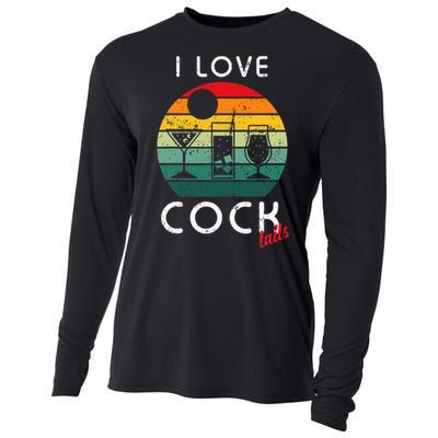 Retro I Love Cocktails Funny Adult Drinking Humor Pun Cooling Performance Long Sleeve Crew