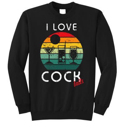 Retro I Love Cocktails Funny Adult Drinking Humor Pun Tall Sweatshirt