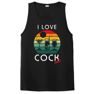 Retro I Love Cocktails Funny Adult Drinking Humor Pun PosiCharge Competitor Tank