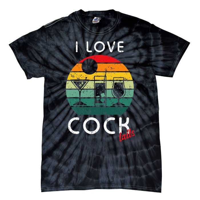 Retro I Love Cocktails Funny Adult Drinking Humor Pun Tie-Dye T-Shirt