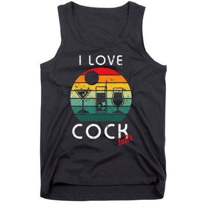 Retro I Love Cocktails Funny Adult Drinking Humor Pun Tank Top