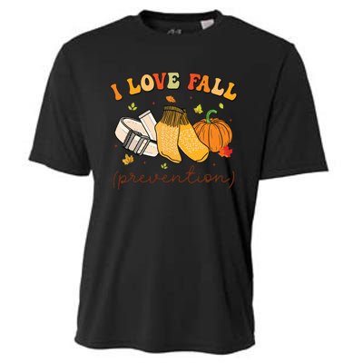 Retro I Love Fall Prevention Fall Physical Therapy Groovy Cooling Performance Crew T-Shirt