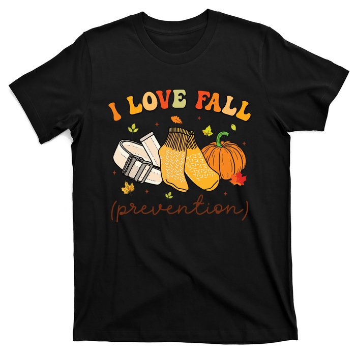 Retro I Love Fall Prevention Fall Physical Therapy Groovy T-Shirt