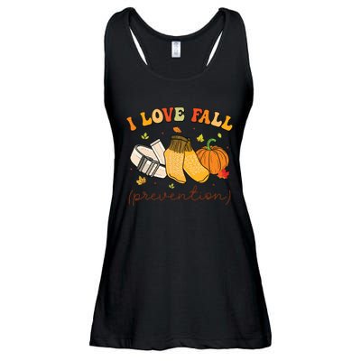 Retro I Love Fall Prevention Fall Physical Therapy Groovy Ladies Essential Flowy Tank