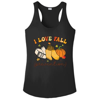 Retro I Love Fall Prevention Fall Physical Therapy Groovy Ladies PosiCharge Competitor Racerback Tank