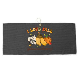 Retro I Love Fall Prevention Fall Physical Therapy Groovy Large Microfiber Waffle Golf Towel