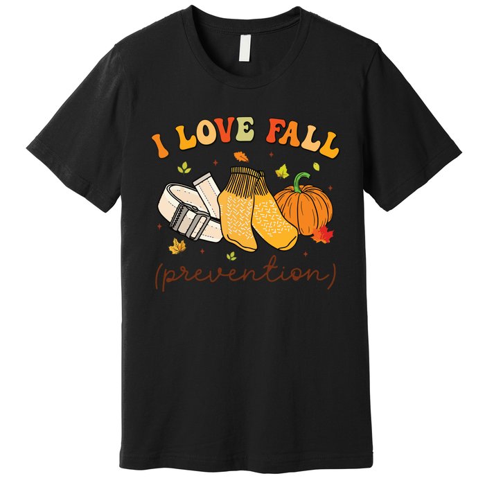 Retro I Love Fall Prevention Fall Physical Therapy Groovy Premium T-Shirt