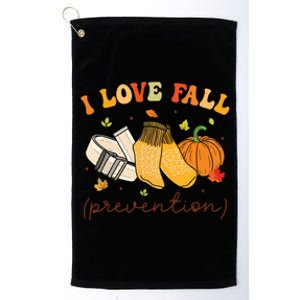 Retro I Love Fall Prevention Fall Physical Therapy Groovy Platinum Collection Golf Towel