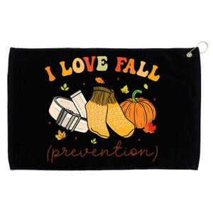 Retro I Love Fall Prevention Fall Physical Therapy Groovy Grommeted Golf Towel