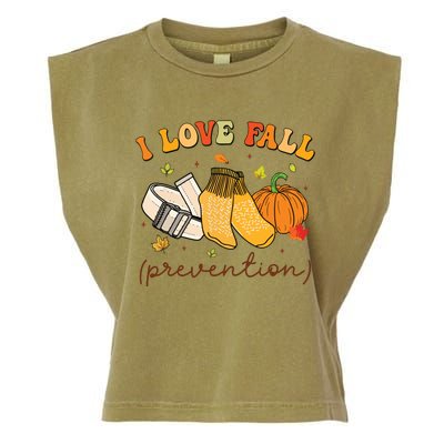 Retro I Love Fall Prevention Fall Physical Therapy Groovy Garment-Dyed Women's Muscle Tee