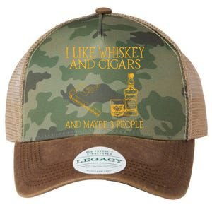 Retro I Like Whiskey And Cigars And Maybe 3 People Legacy Tie Dye Trucker Hat