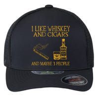 Retro I Like Whiskey And Cigars And Maybe 3 People Flexfit Unipanel Trucker Cap