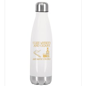 Retro I Like Whiskey And Cigars And Maybe 3 People Stainless Steel Insulated Water Bottle