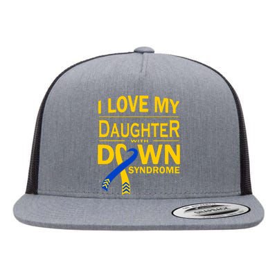 Ribbon I Love My Daughter With Down Syndrome Gift Flat Bill Trucker Hat