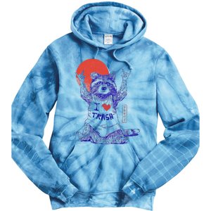 Raccoon I Love Trash Japanese Samurai Garbage Gang Tie Dye Hoodie