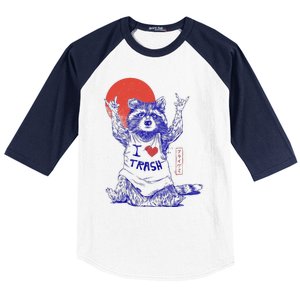 Raccoon I Love Trash Japanese Samurai Garbage Gang Baseball Sleeve Shirt