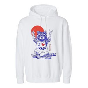 Raccoon I Love Trash Japanese Samurai Garbage Gang Garment-Dyed Fleece Hoodie