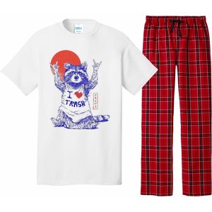 Raccoon I Love Trash Japanese Samurai Garbage Gang Pajama Set