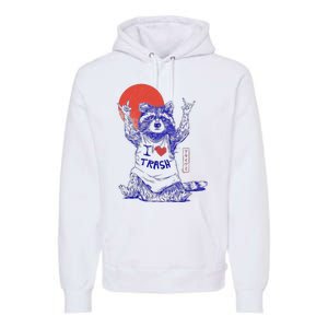 Raccoon I Love Trash Japanese Samurai Garbage Gang Premium Hoodie