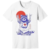 Raccoon I Love Trash Japanese Samurai Garbage Gang Premium T-Shirt