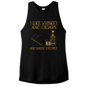 Retro I Like Whiskey And Cigars And Maybe 3 People Ladies PosiCharge Tri-Blend Wicking Tank