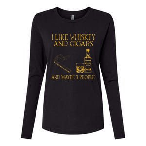 Retro I Like Whiskey And Cigars And Maybe 3 People Womens Cotton Relaxed Long Sleeve T-Shirt