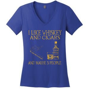 Retro I Like Whiskey And Cigars And Maybe 3 People Women's V-Neck T-Shirt