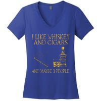 Retro I Like Whiskey And Cigars And Maybe 3 People Women's V-Neck T-Shirt