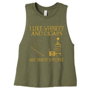 Retro I Like Whiskey And Cigars And Maybe 3 People Women's Racerback Cropped Tank