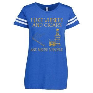 Retro I Like Whiskey And Cigars And Maybe 3 People Enza Ladies Jersey Football T-Shirt