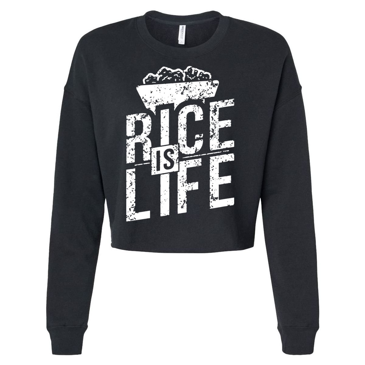 Rice Is Life Cropped Pullover Crew