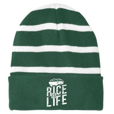 Rice Is Life Striped Beanie with Solid Band