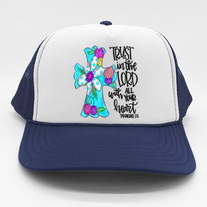 Rust In Lord Easter Christian All Your Heart Floral Cross Trucker Hat