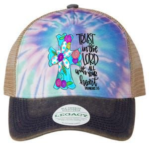 Rust In Lord Easter Christian All Your Heart Floral Cross Legacy Tie Dye Trucker Hat