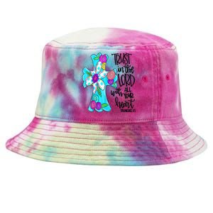 Rust In Lord Easter Christian All Your Heart Floral Cross Tie-Dyed Bucket Hat