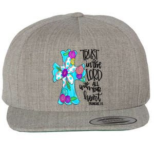 Rust In Lord Easter Christian All Your Heart Floral Cross Wool Snapback Cap