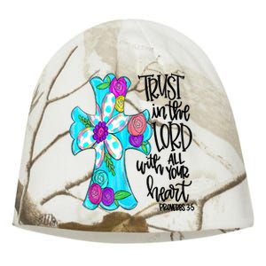 Rust In Lord Easter Christian All Your Heart Floral Cross Kati - Camo Knit Beanie