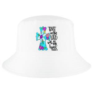 Rust In Lord Easter Christian All Your Heart Floral Cross Cool Comfort Performance Bucket Hat