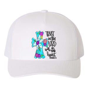 Rust In Lord Easter Christian All Your Heart Floral Cross Yupoong Adult 5-Panel Trucker Hat