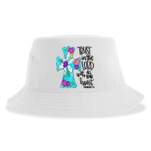 Rust In Lord Easter Christian All Your Heart Floral Cross Sustainable Bucket Hat