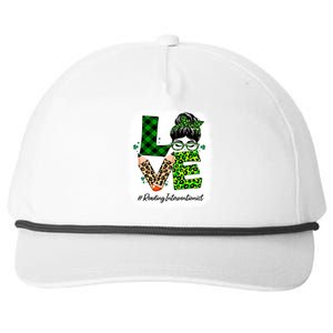 Reading Interventionist Love Bleached Messy Bun St Patricks Gift Snapback Five-Panel Rope Hat